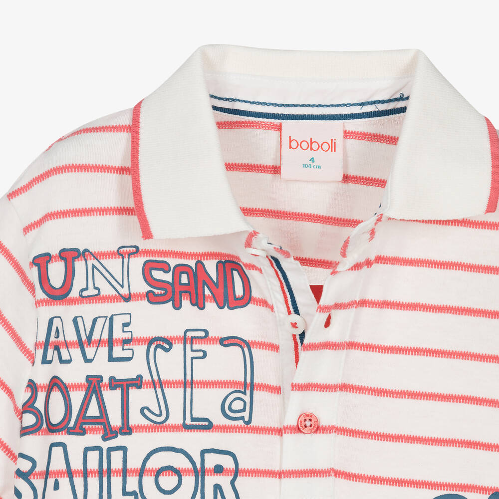 Boboli-Boys Red Striped Cotton Shorts Set | Childrensalon Outlet