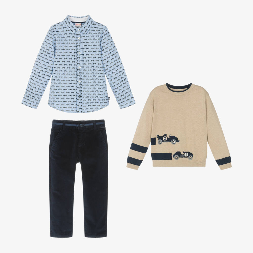 Boboli-Boys Sand & Sky Corduroy Ensemble | Childrensalon Outlet