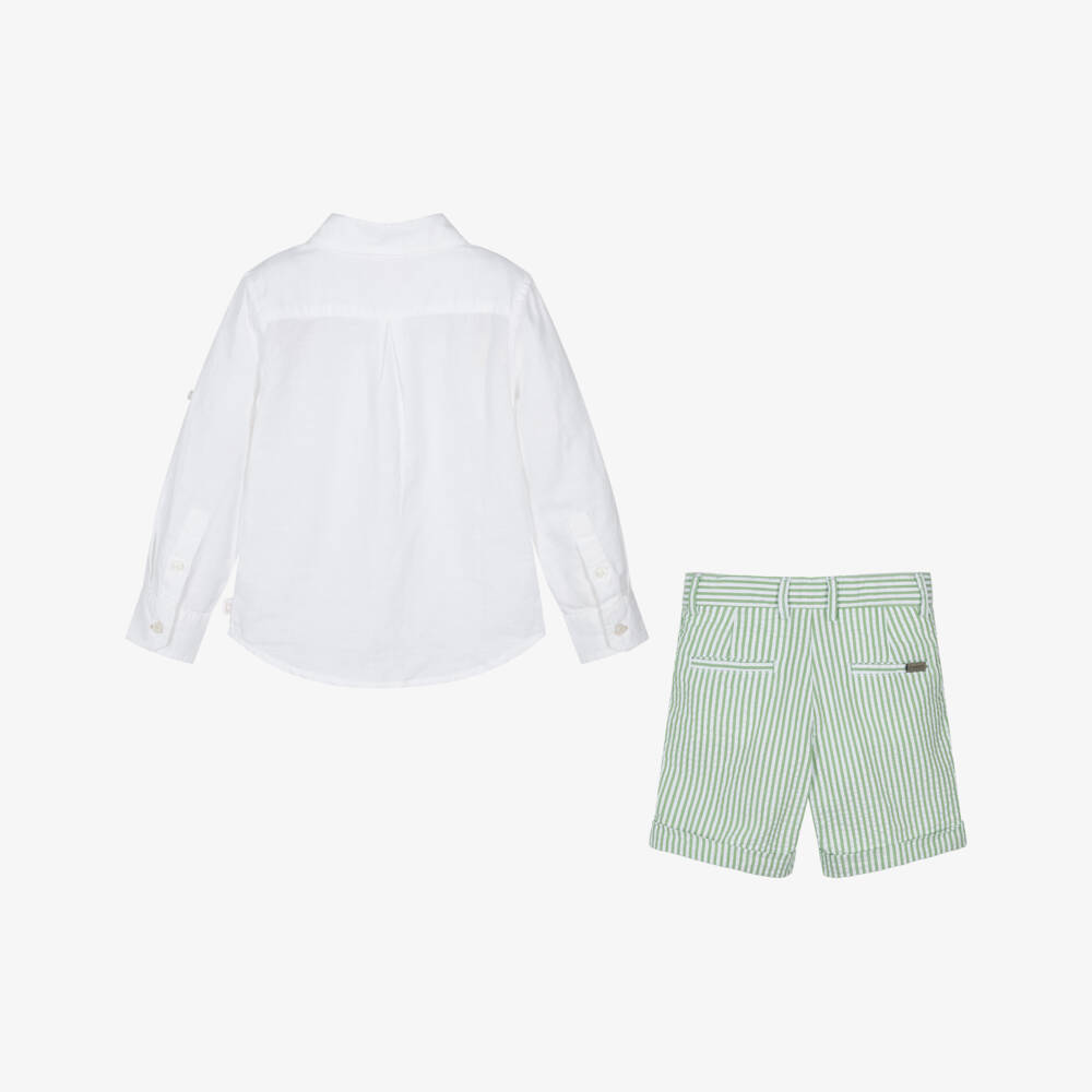 Boboli-Модный комплект шорт в зелёную полоску для мальчиков | Childrensalon Outlet