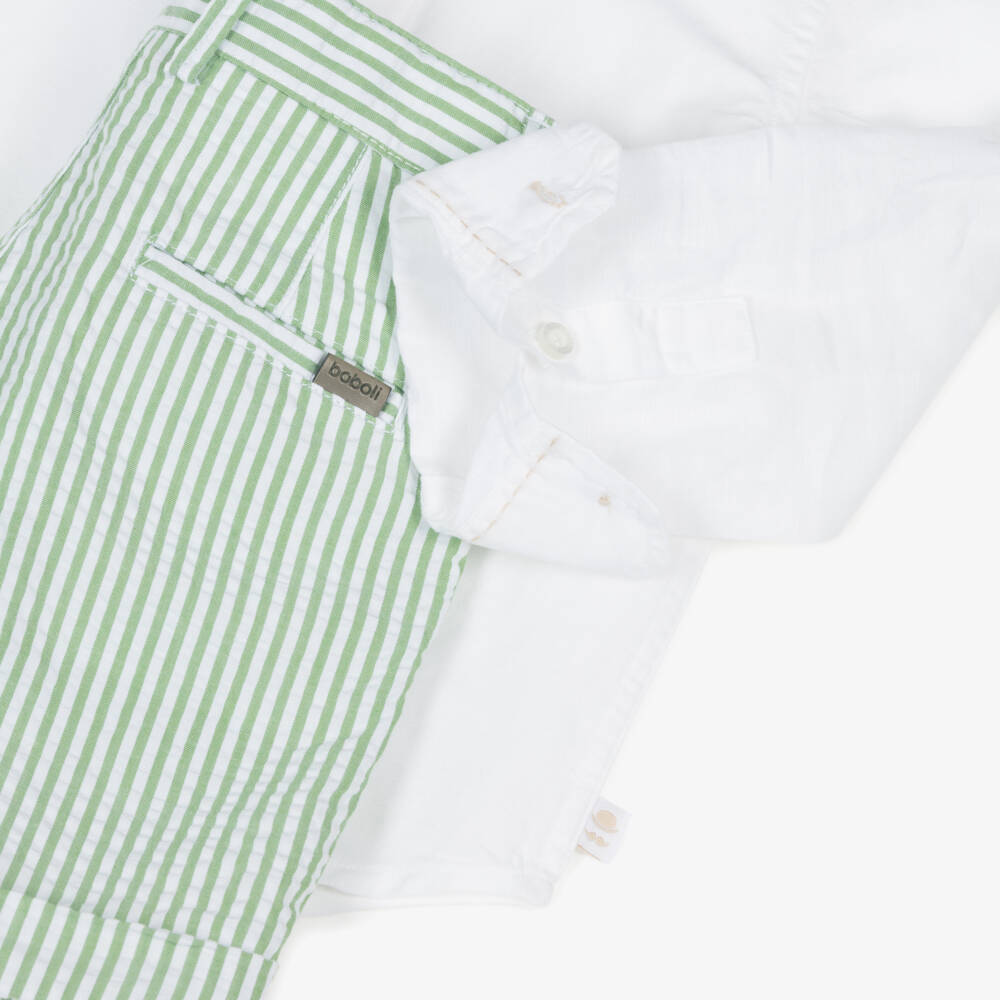 Boboli-Модный комплект шорт в зелёную полоску для мальчиков | Childrensalon Outlet