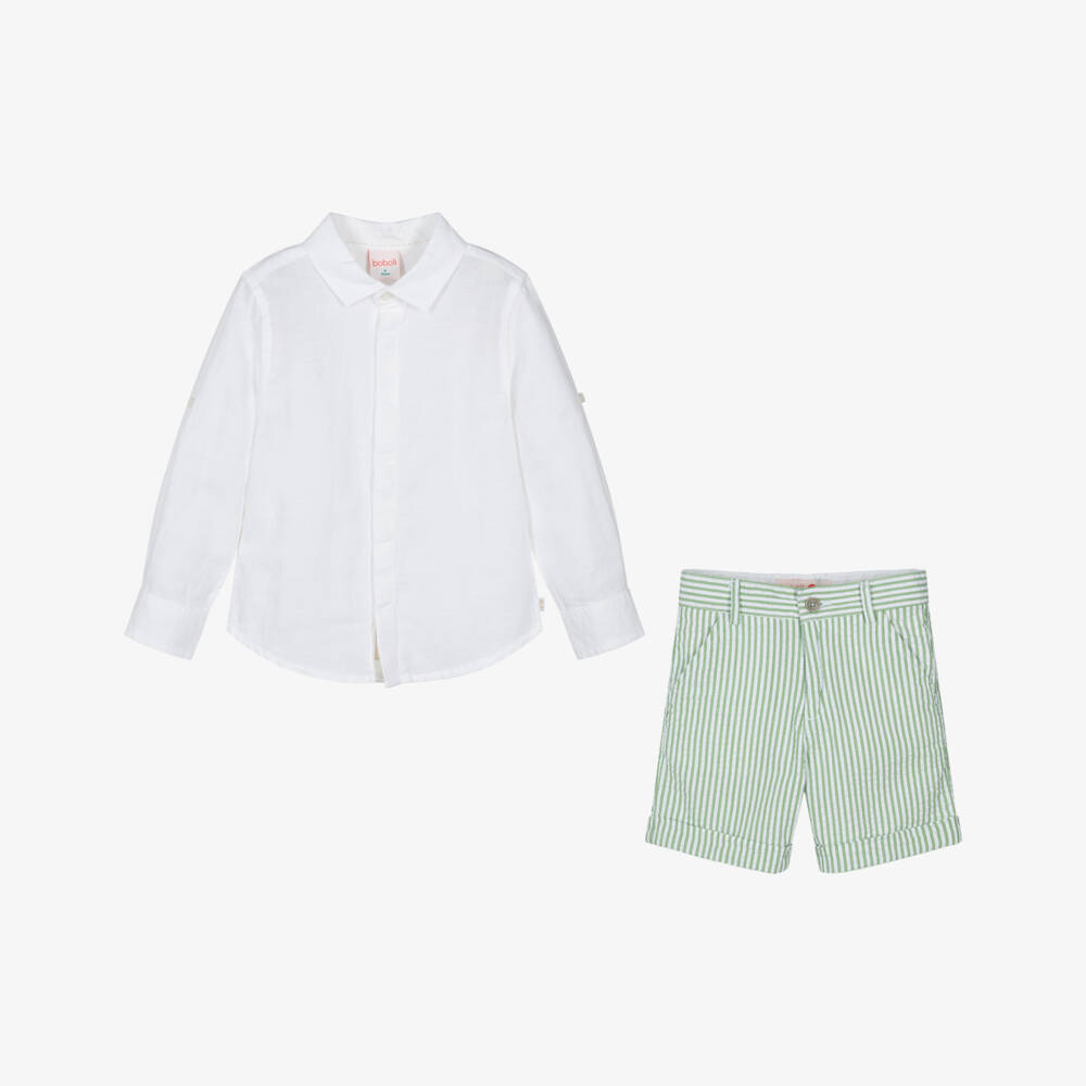 Boboli-Модный комплект шорт в зелёную полоску для мальчиков | Childrensalon Outlet