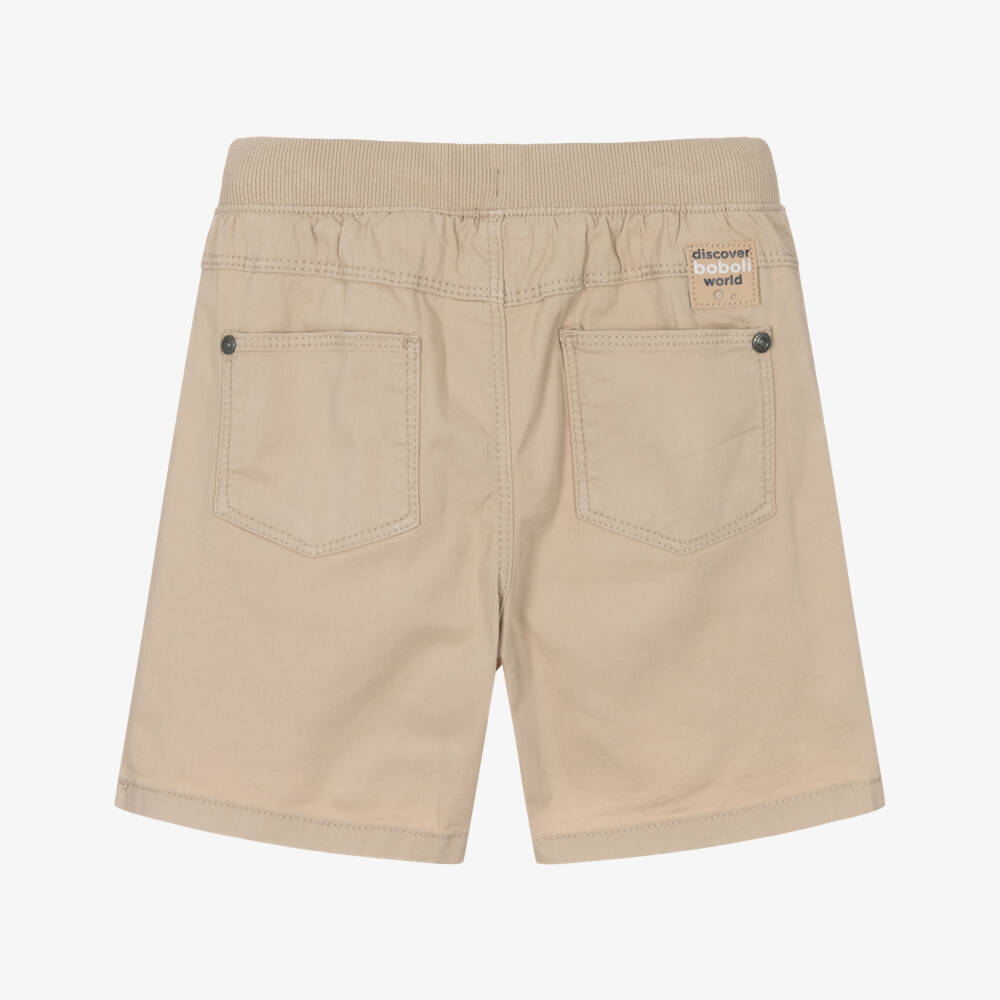 Boboli-Boys Taupe Cotton Twill Shorts | Childrensalon Outlet