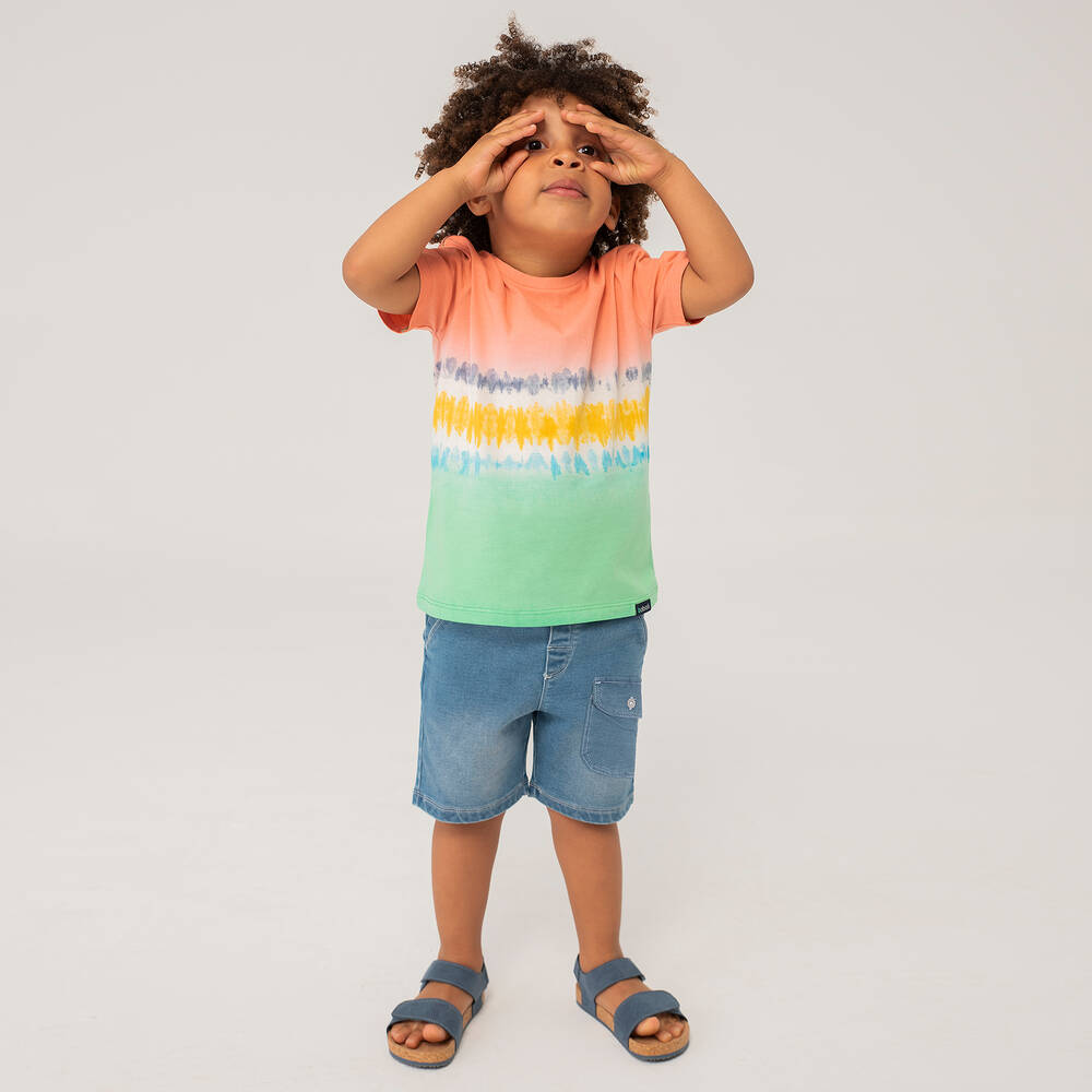 Boboli-Boys Tie-Dye Top & Blue Shorts Set | Childrensalon Outlet