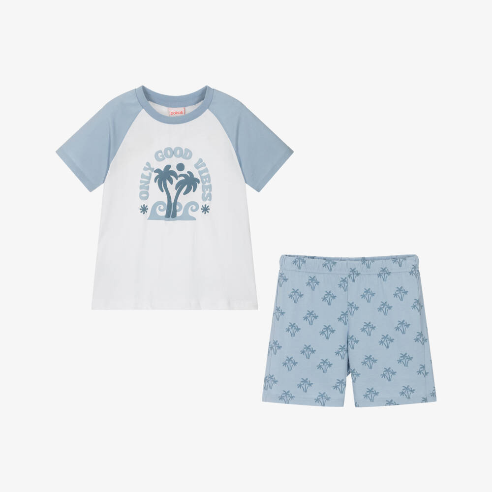Boboli-Boys Tropical Blue Cotton Sleep Set | Childrensalon Outlet