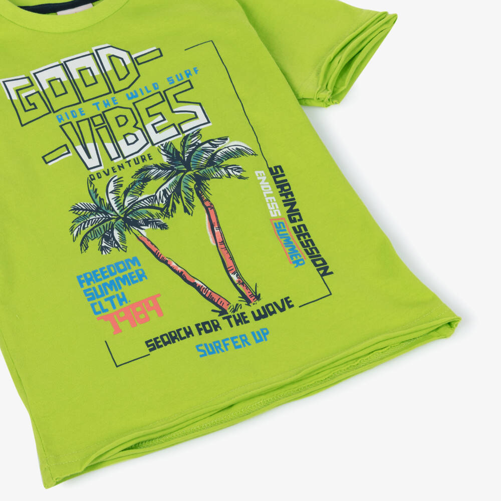 Boboli-Boys Tropical Green Cotton Tee | Childrensalon Outlet