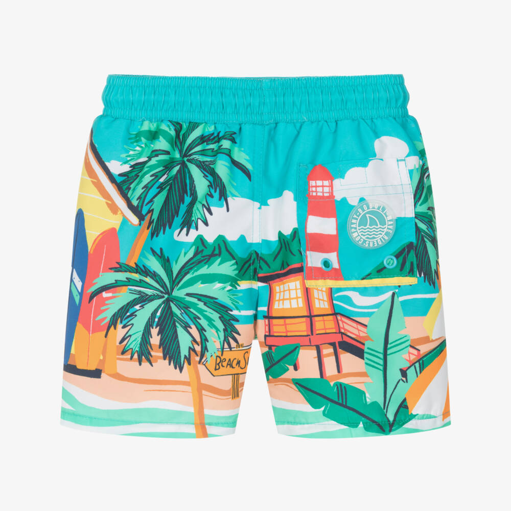 Boboli-Boys Vibrant Beach Scene Shorts | Childrensalon Outlet