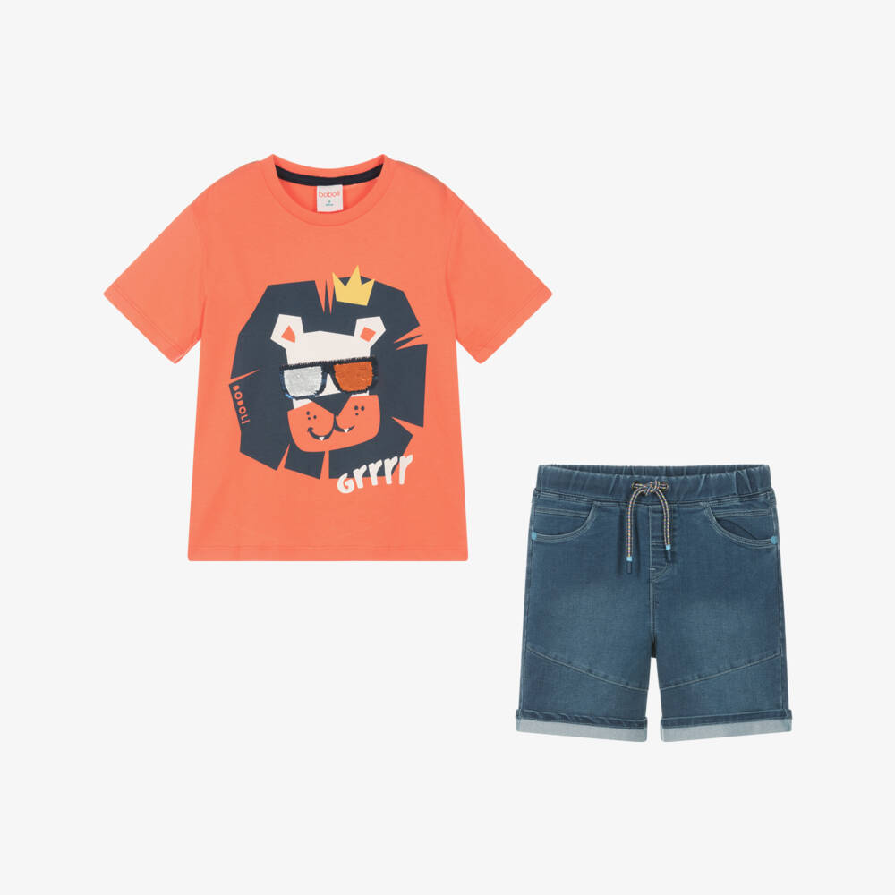 Boboli-Boys Vibrant Two-Tone Shorts Ensemble | Childrensalon Outlet