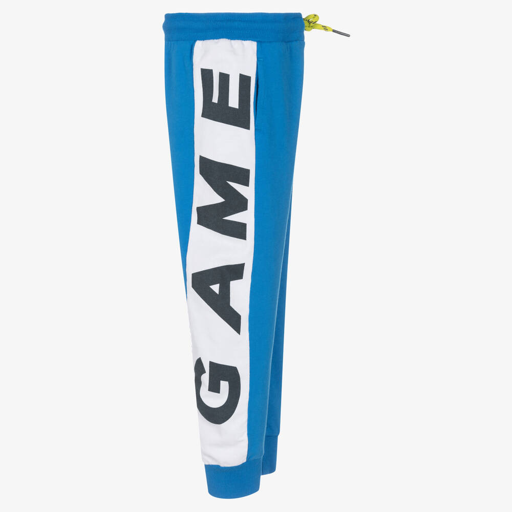 Boboli-Boys White & Blue Cotton Gaming Joggers Set | Childrensalon Outlet