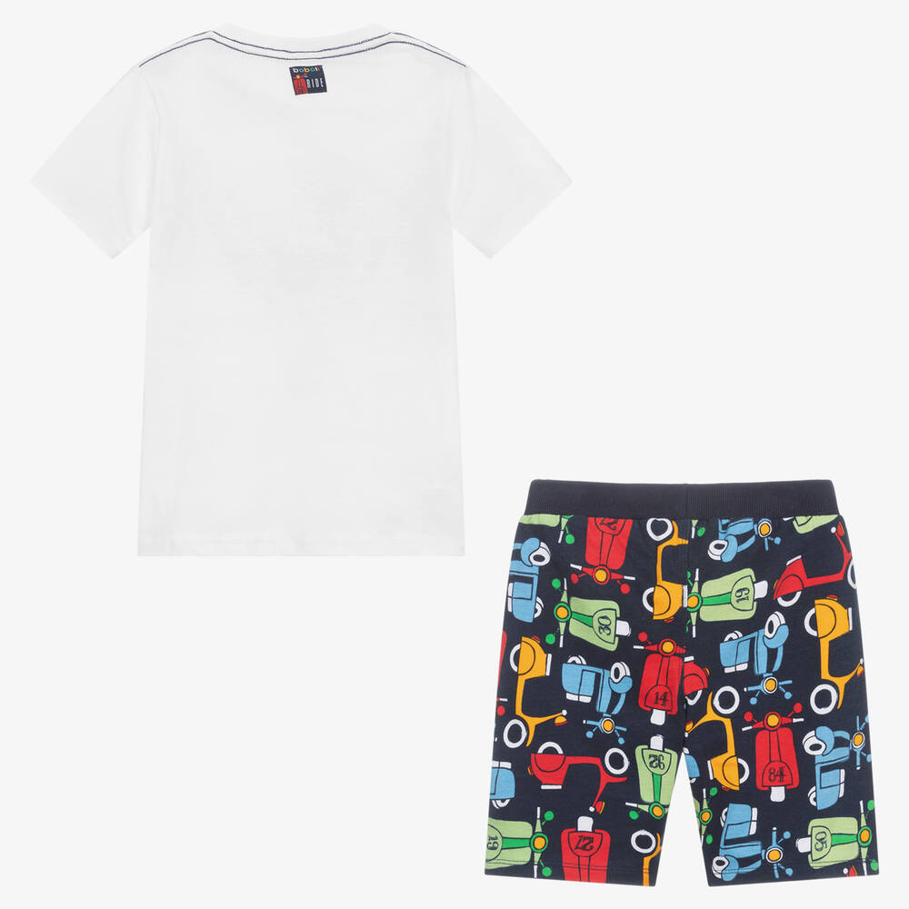Boboli-Boys White Top & Blue Shorts Set | Childrensalon Outlet