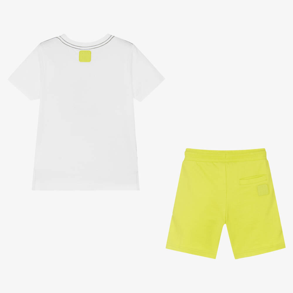 Boboli-Boys White Top & Green Shorts Set | Childrensalon Outlet
