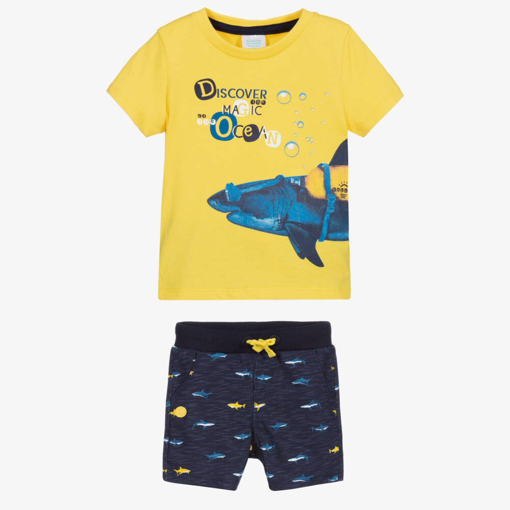 Boboli-Желтая футболка и синие шорты для мальчиков | Childrensalon Outlet