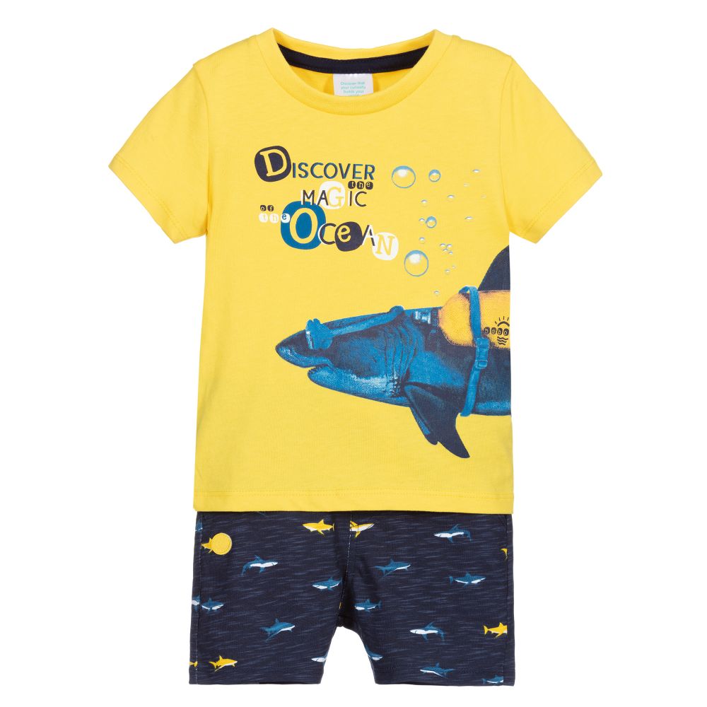 Boboli-Желтая футболка и синие шорты для мальчиков | Childrensalon Outlet