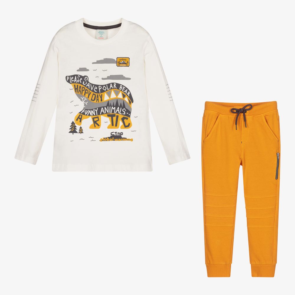 Boboli-Boys Yellow Cotton Trouser Set | Childrensalon Outlet