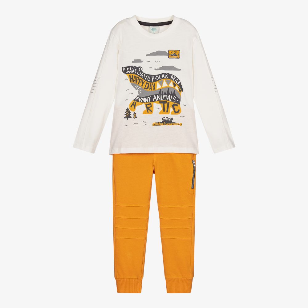 Boboli-Boys Yellow Cotton Trouser Set | Childrensalon Outlet