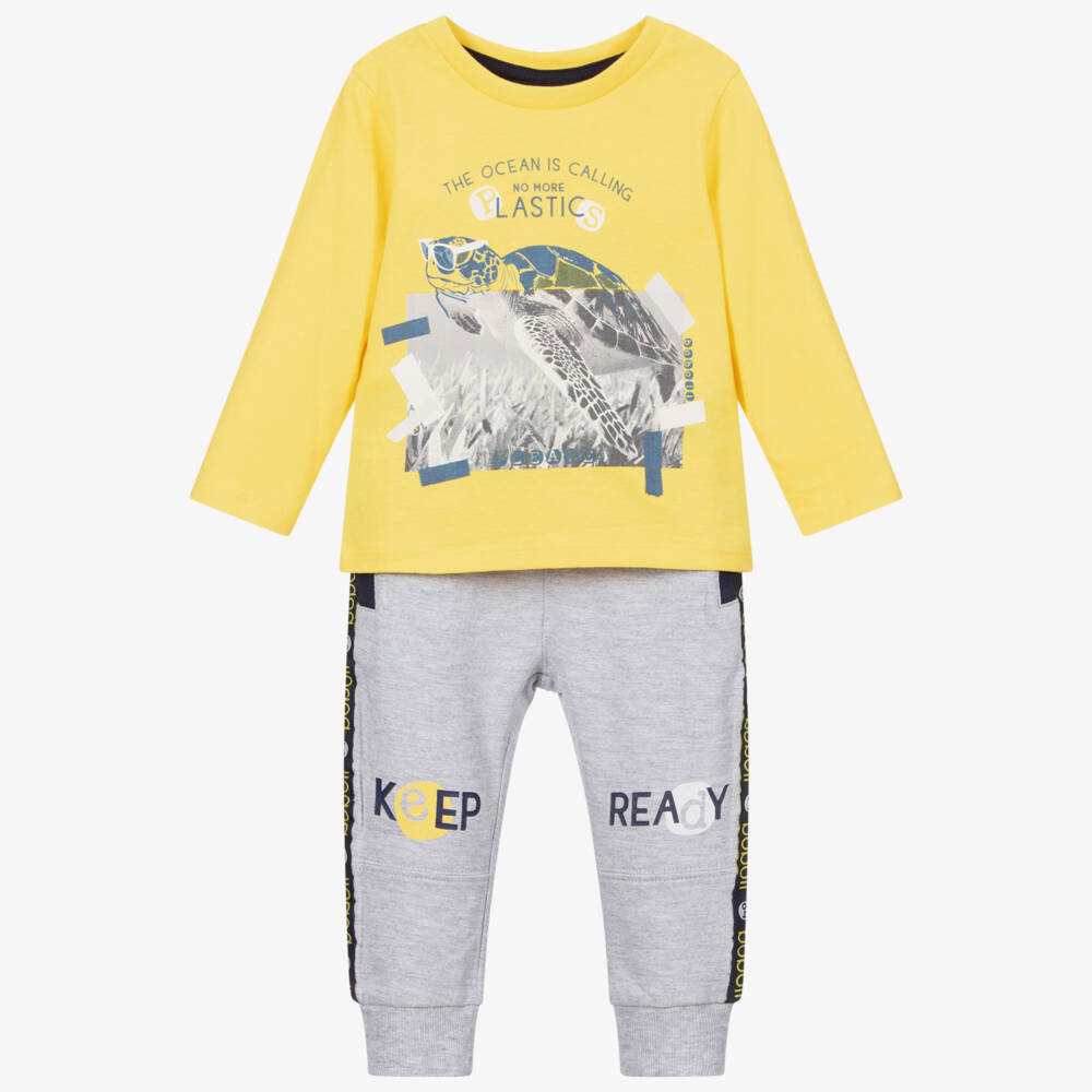 Boboli-Желтая толстовка и серые брюки для мальчиков | Childrensalon Outlet