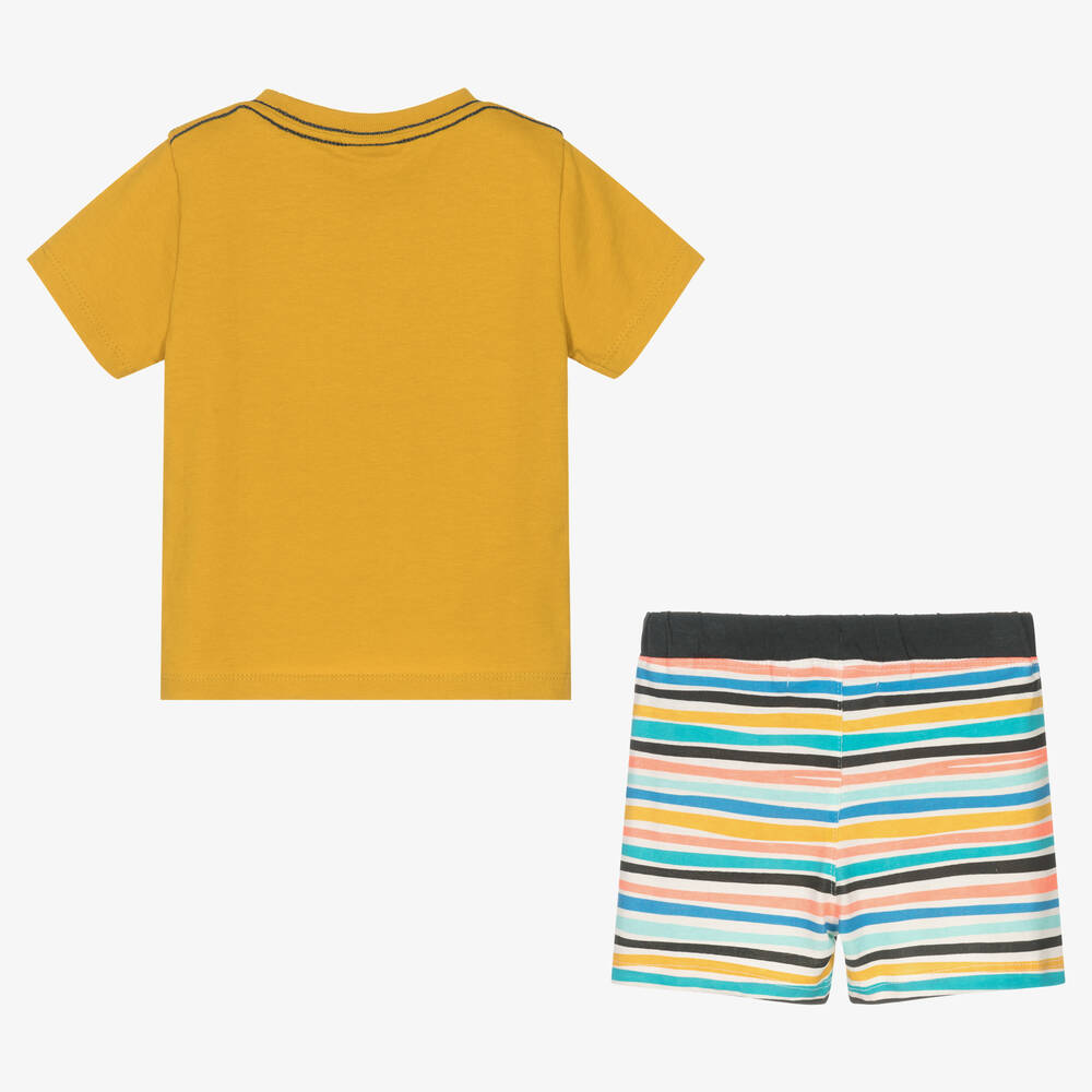 Boboli-Boys Yellow Stripe Cotton Shorts Set | Childrensalon Outlet