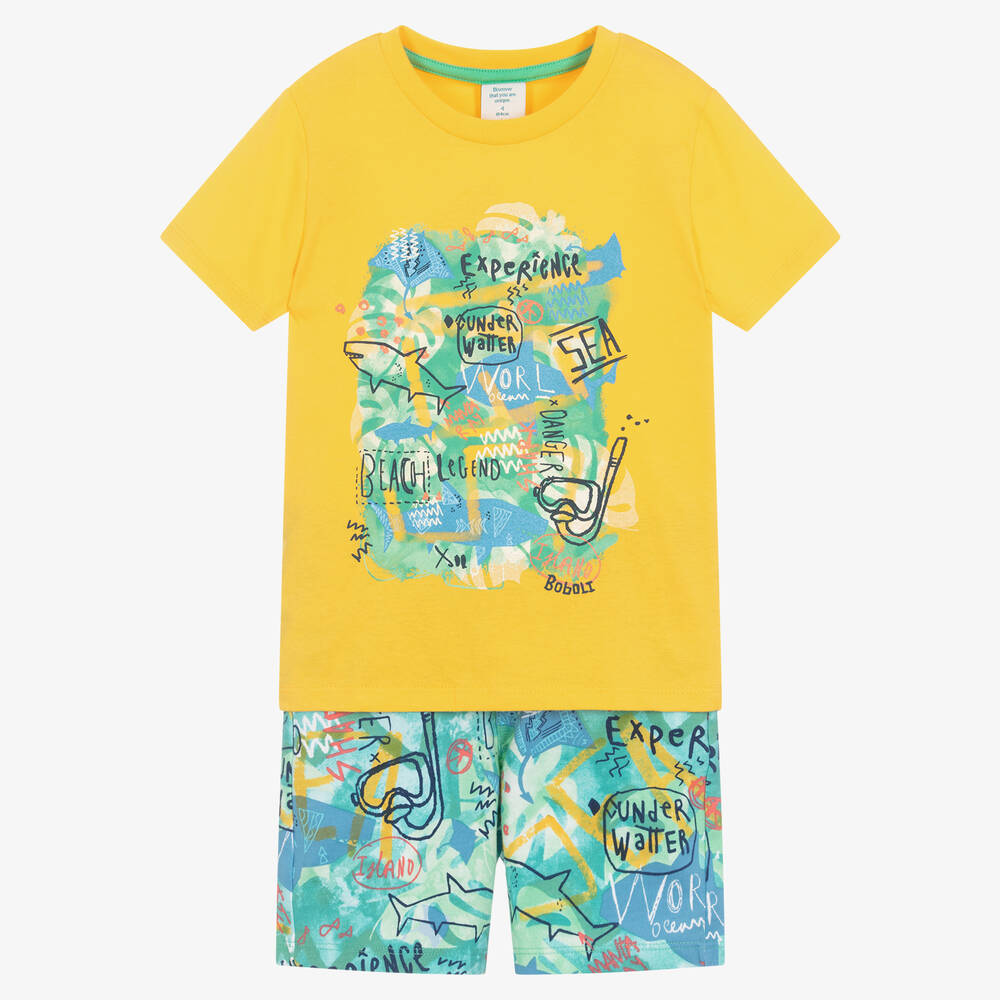 Boboli - Желтый топ и зеленые шорты | Childrensalon