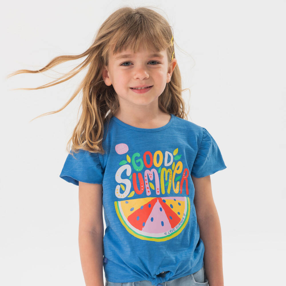 Boboli-طقم شورت مخطط أزرق للبنات | Childrensalon Outlet