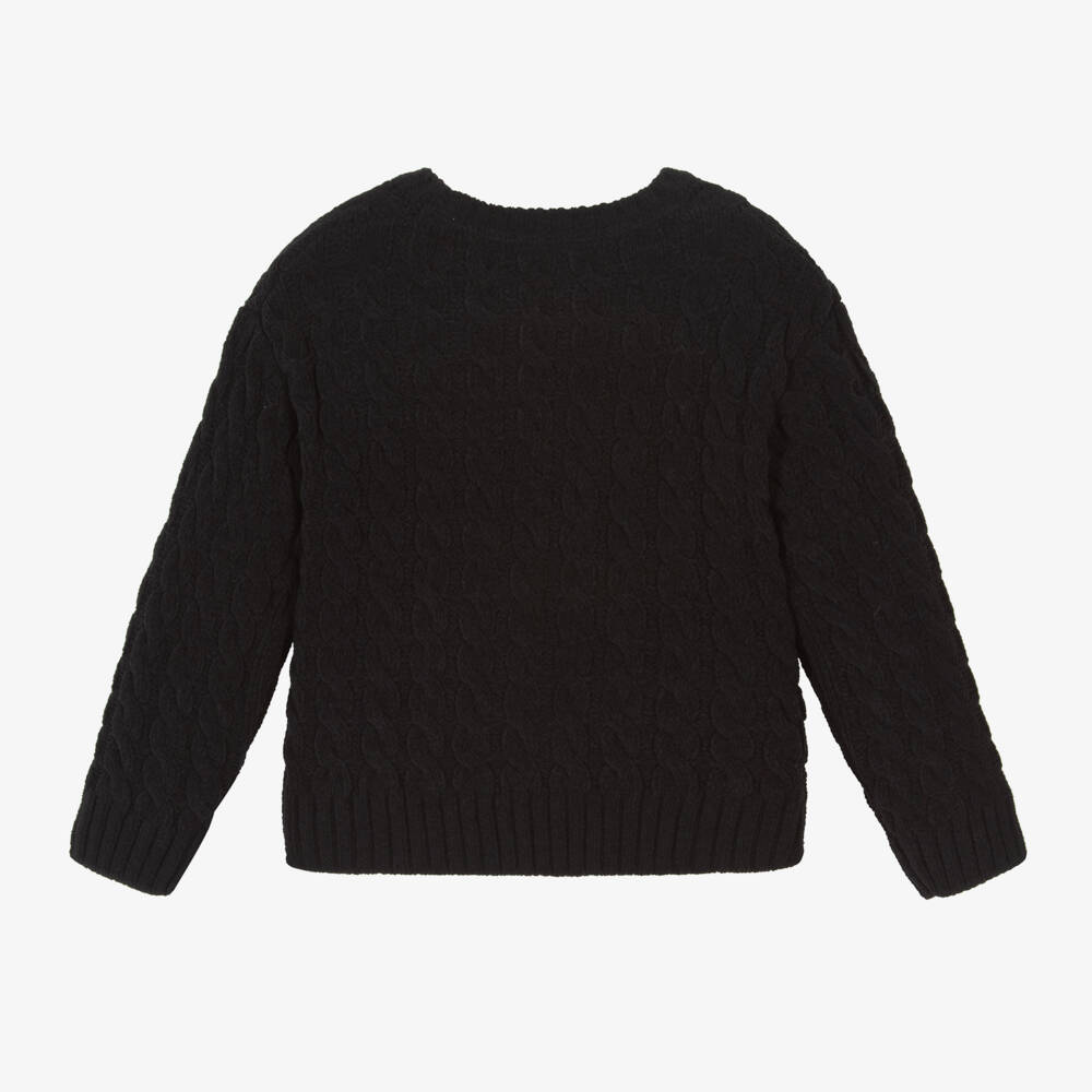Boboli-Girls Black Bee Cable Knit Jumper | Childrensalon Outlet