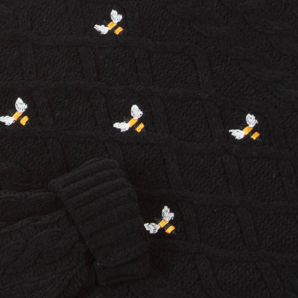 Boboli-Girls Black Bee Cable Knit Jumper | Childrensalon Outlet