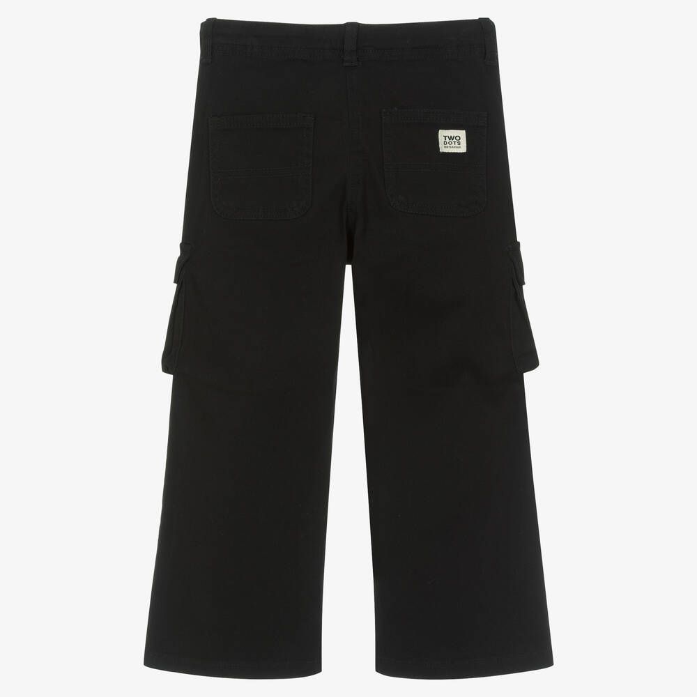 Boboli-Girls Black Cotton Cargo Trousers | Childrensalon Outlet