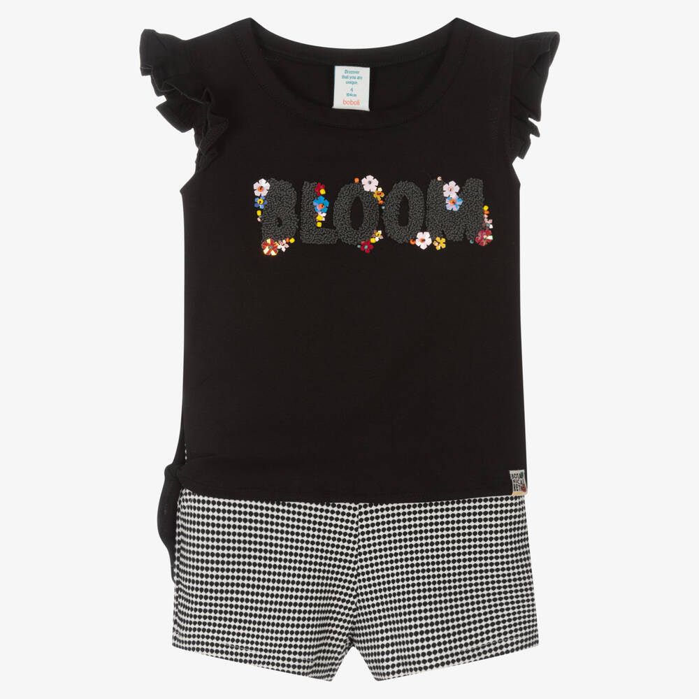 Boboli - Черная футболка и шорты из хлопка | Childrensalon