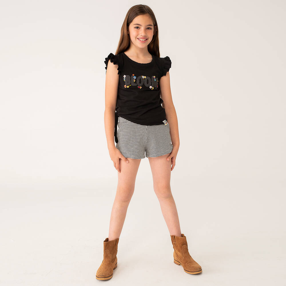 Boboli-طقم شورت قطن جيرسي لون أسود للبنات | Childrensalon Outlet