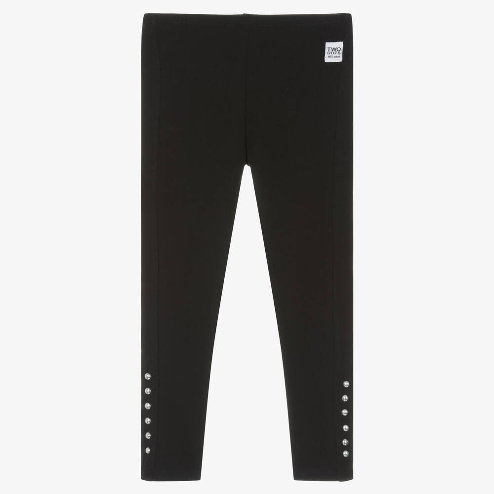 Boboli - Schwarze Nieten-Baumwoll-Leggings | Childrensalon