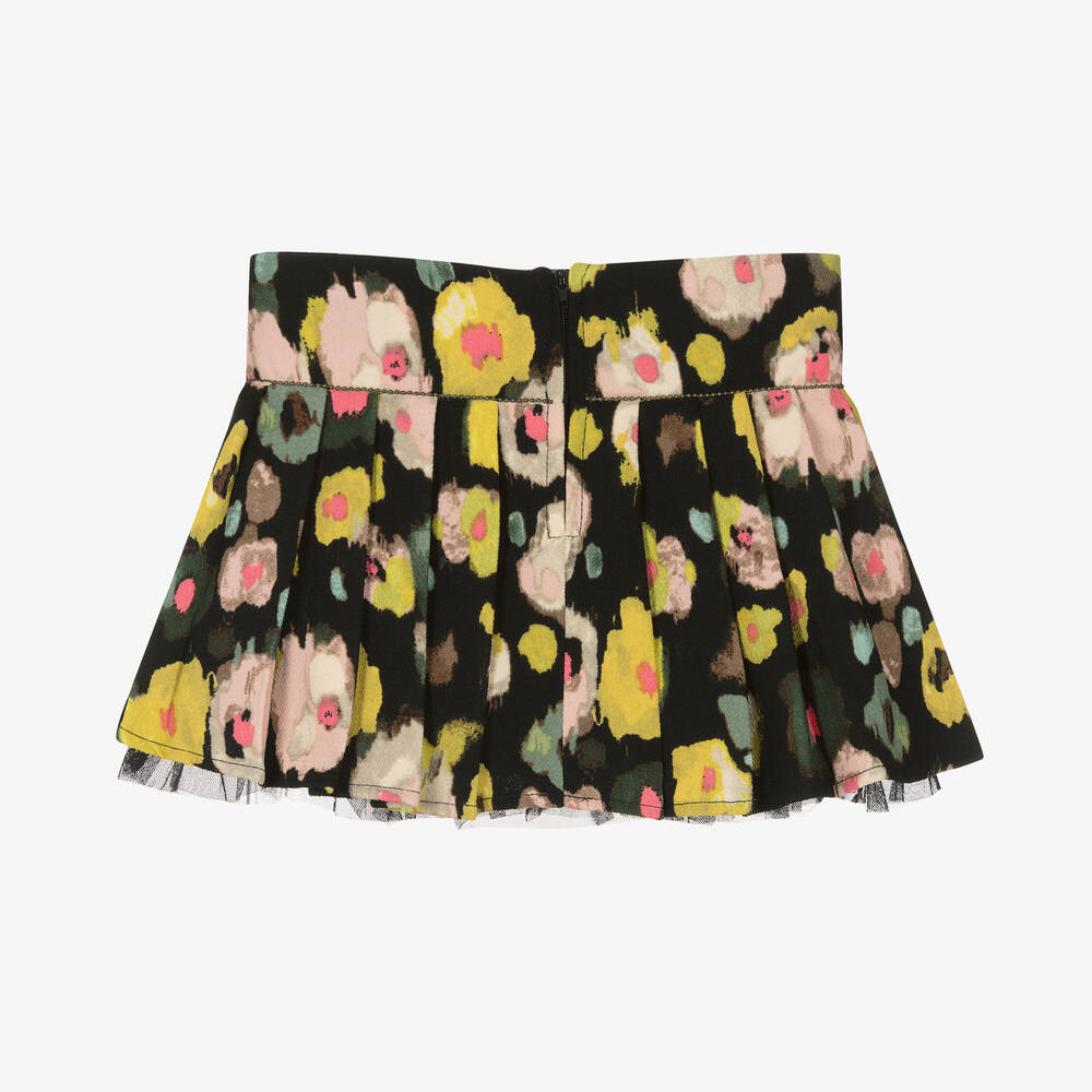 Boboli-Girls Black Crêpe Floral Skirt | Childrensalon Outlet