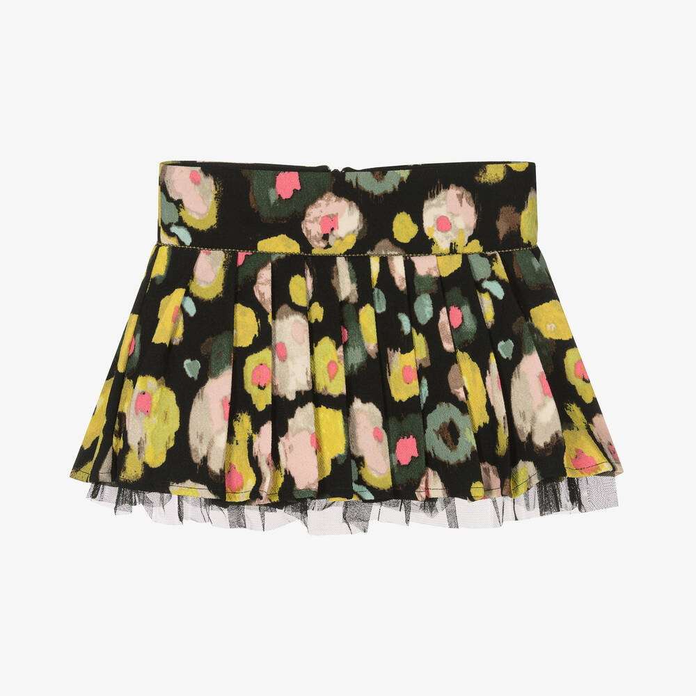 Boboli - Girls Black Crêpe Floral Skirt | Childrensalon