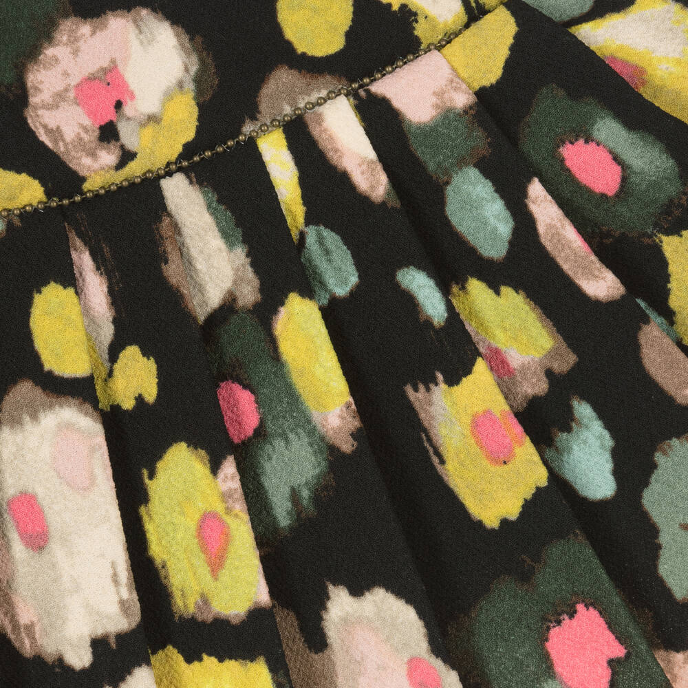 Boboli-Girls Black Crêpe Floral Skirt | Childrensalon Outlet