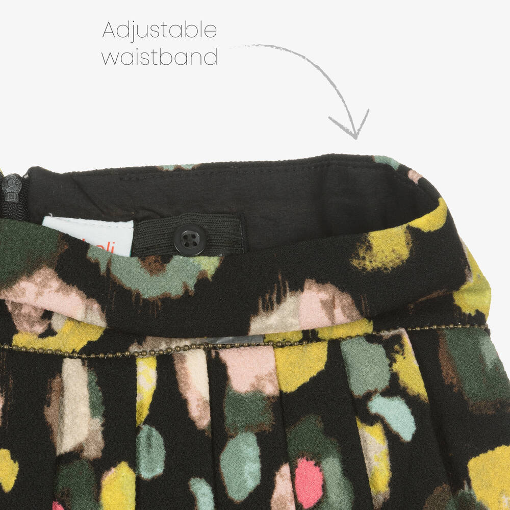Boboli-Girls Black Crêpe Floral Skirt | Childrensalon Outlet