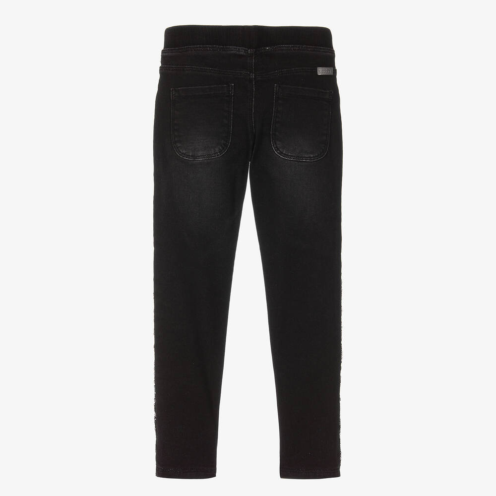 Boboli - Schwarze Denim-Pailletten-Jeggings | Childrensalon