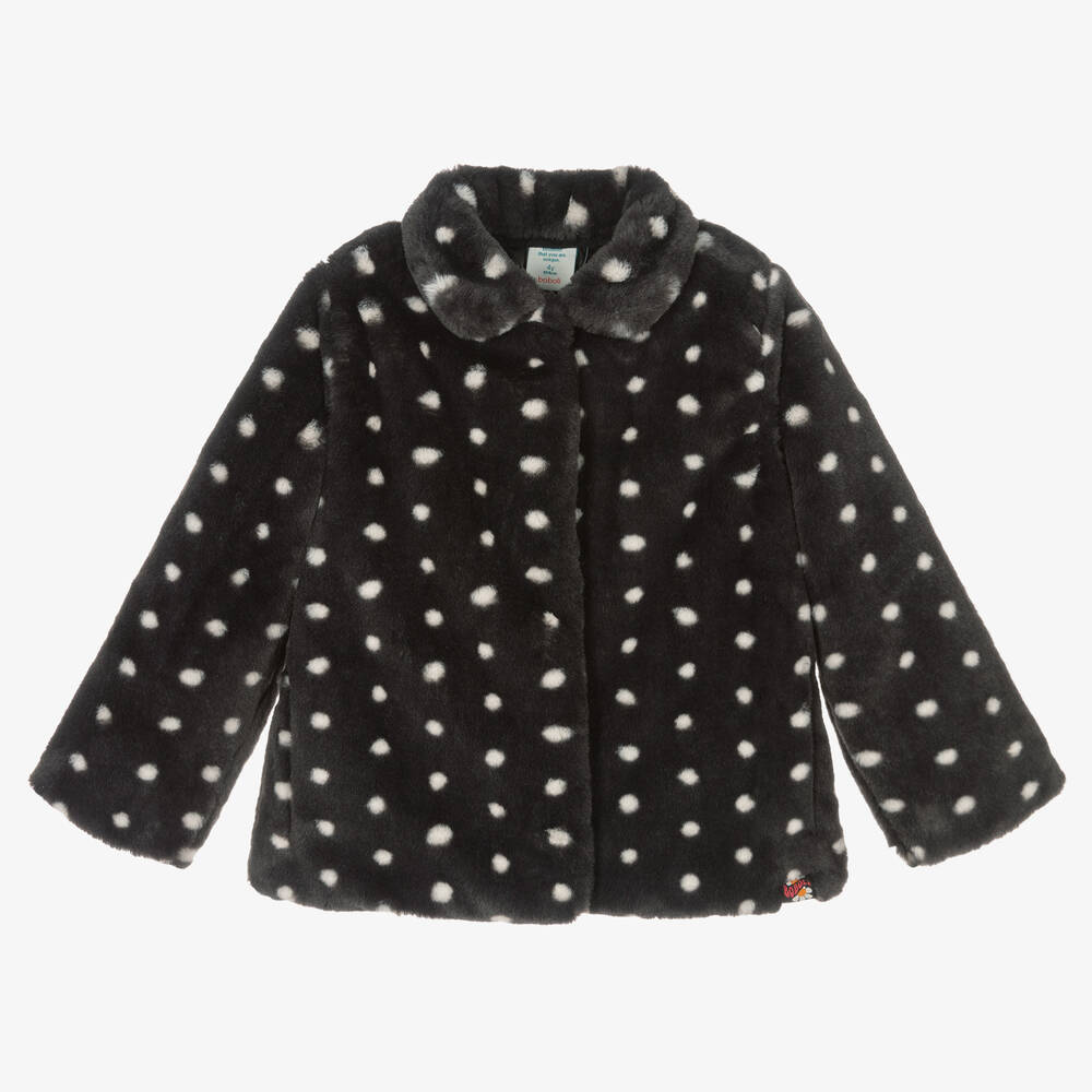 Boboli - Girls Black Faux Fur Jacket | Childrensalon