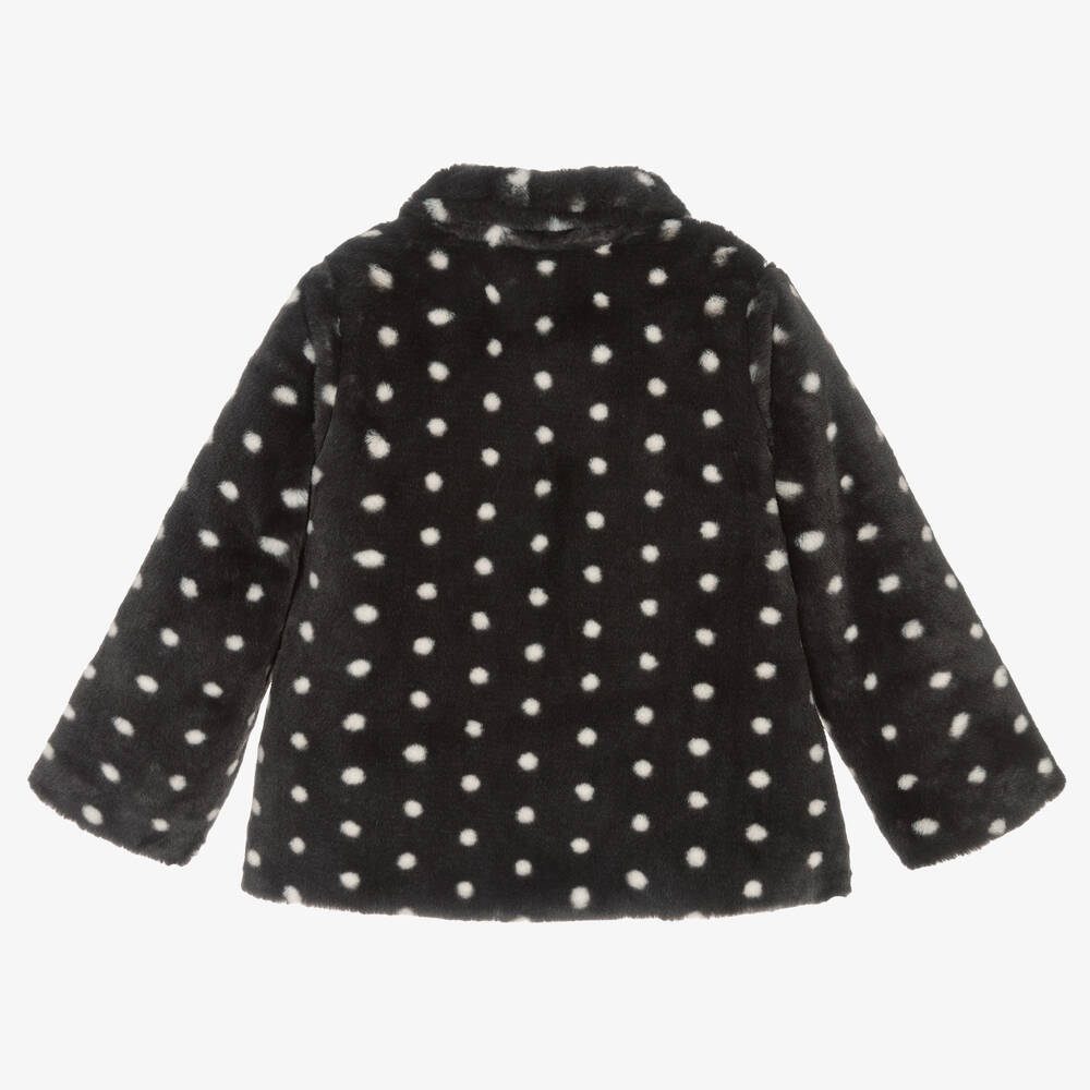 Boboli-جاكيت فرو صناعي لون أسود وأبيض للبنات | Childrensalon Outlet