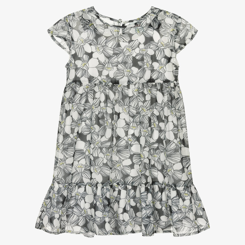 Boboli - Girls Black Floral Chiffon 2-In-1 Dress | Childrensalon