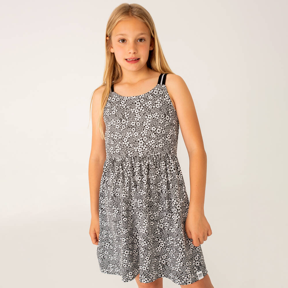 Boboli-Черное хлопковое платье в цветочек | Childrensalon Outlet