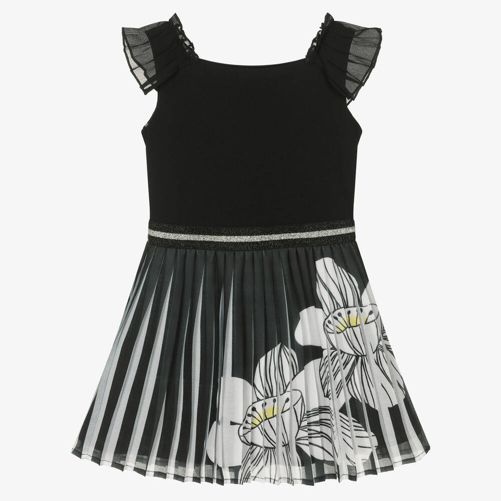 Boboli - Girls Black Floral Dress | Childrensalon