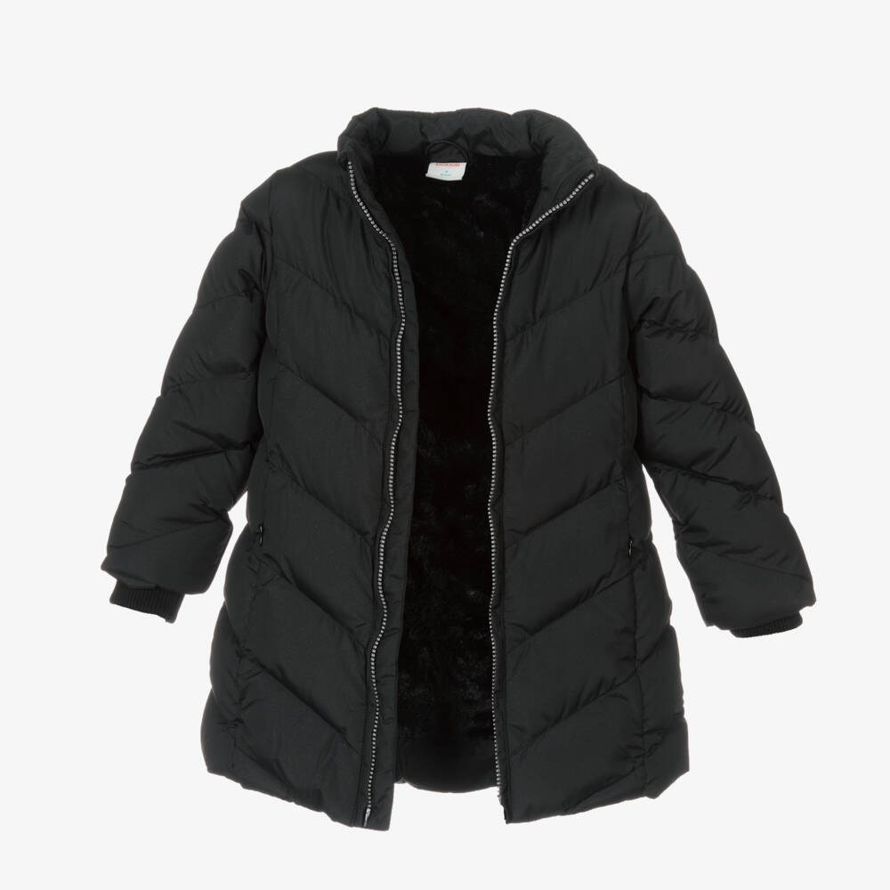 Boboli-Girls Black Hooded Puffer Coat | Childrensalon Outlet