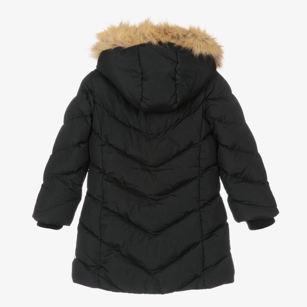 Boboli-Girls Black Hooded Puffer Coat | Childrensalon Outlet