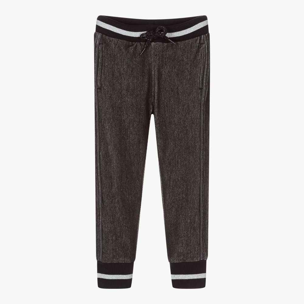 Boboli-Girls Black & Silver Joggers | Childrensalon Outlet