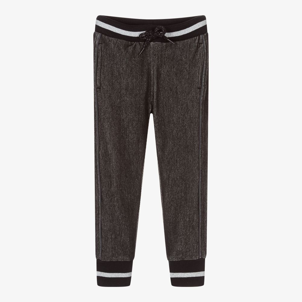 Boboli - Girls Black & Silver Joggers | Childrensalon