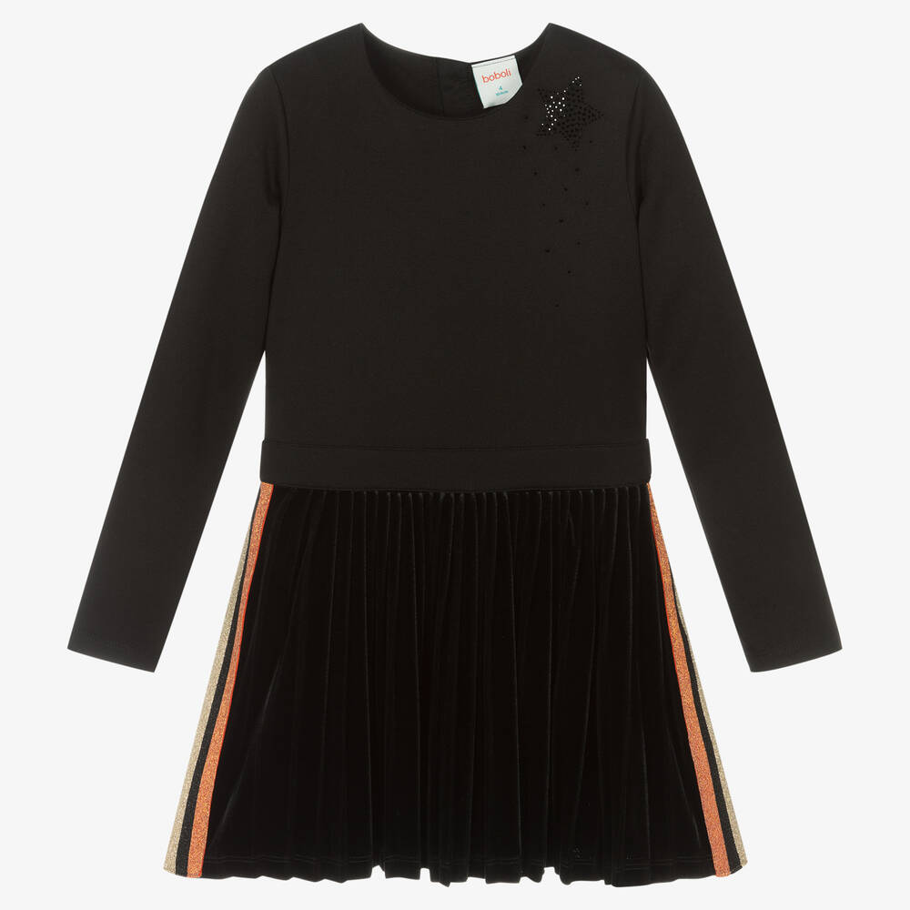 Boboli - Girls Black Velour Dress | Childrensalon