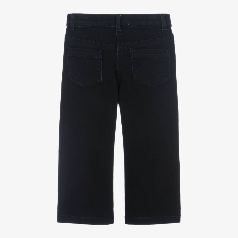 Boboli-Girls Black Wide-Leg Denim Trousers | Childrensalon Outlet
