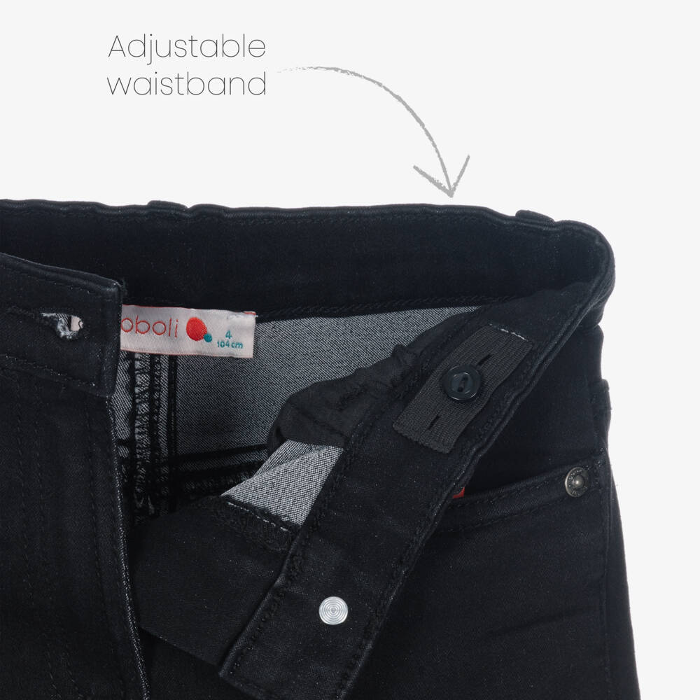 Boboli-Girls Black Wide-Leg Denim Trousers | Childrensalon Outlet