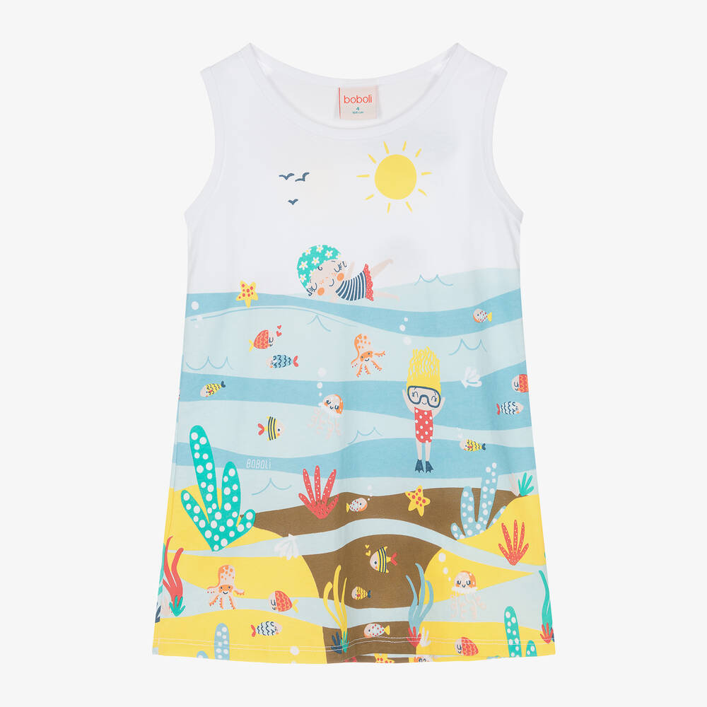 Boboli-Girls Blue Beach Dress Set | Childrensalon Outlet