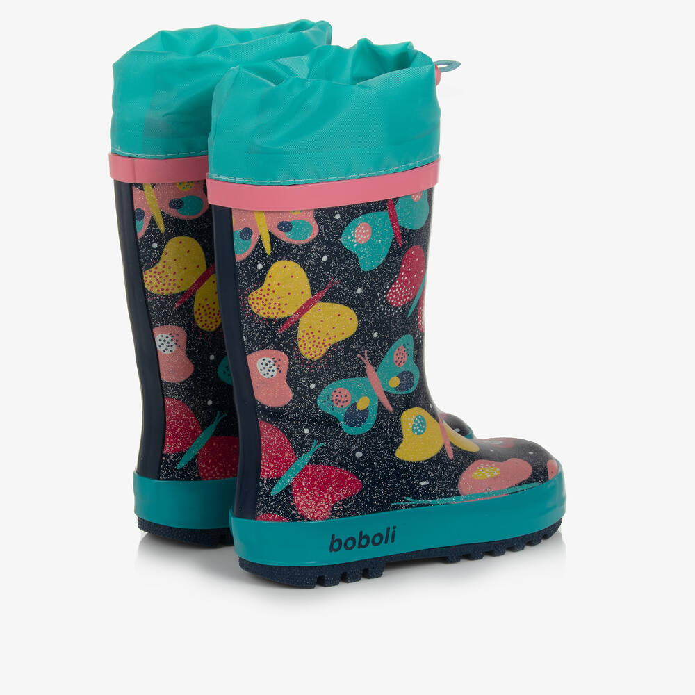 Boboli Girls Blue Butterfly Rain Boots