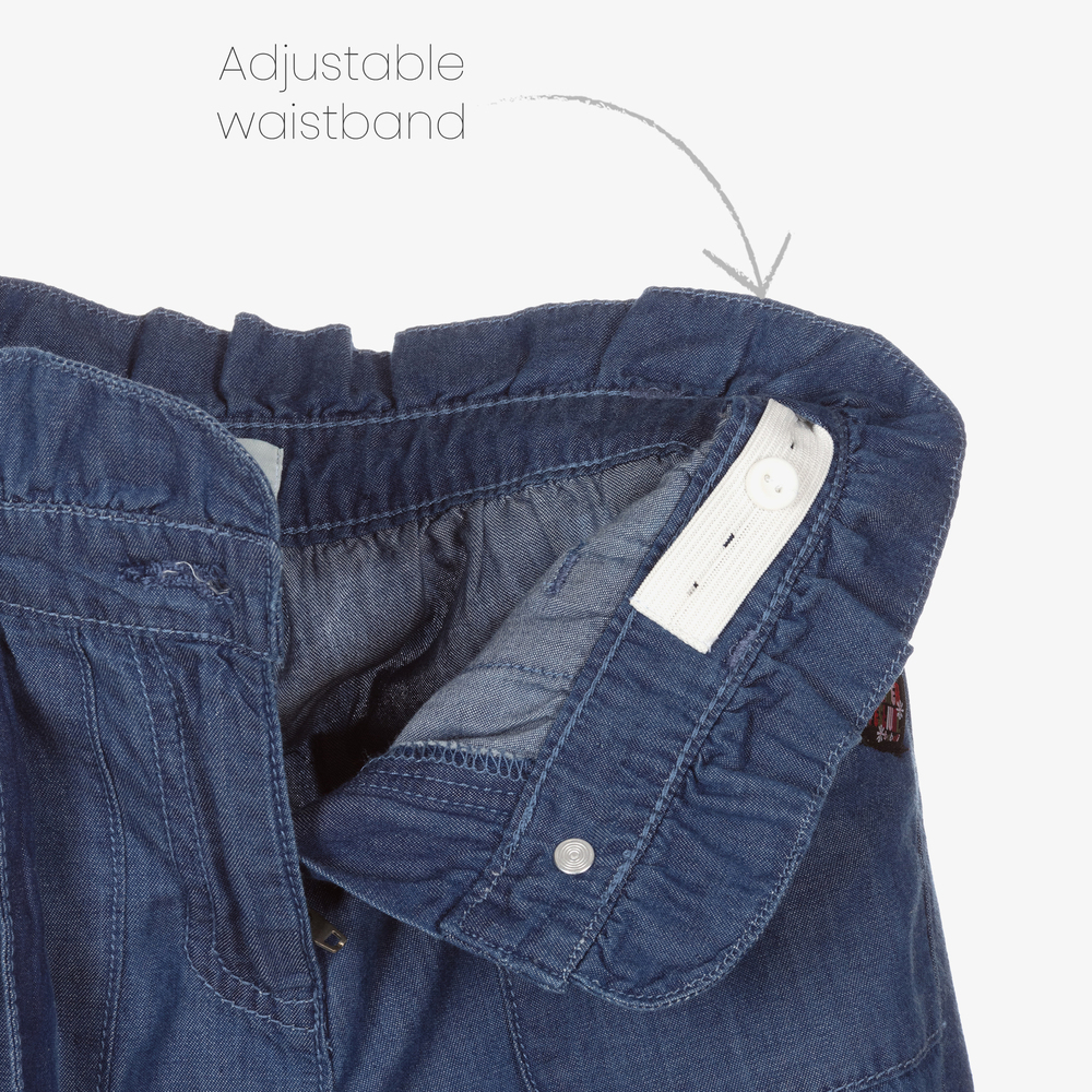 Boboli-Girls Blue Chambray Trousers | Childrensalon Outlet