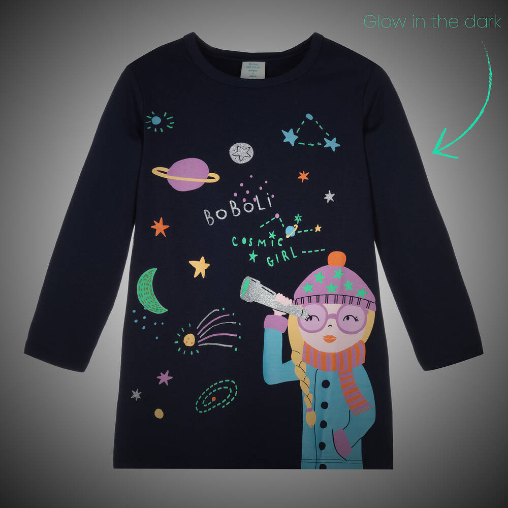 Boboli-Girls Blue Cotton Dress & Leggings Set | Childrensalon Outlet