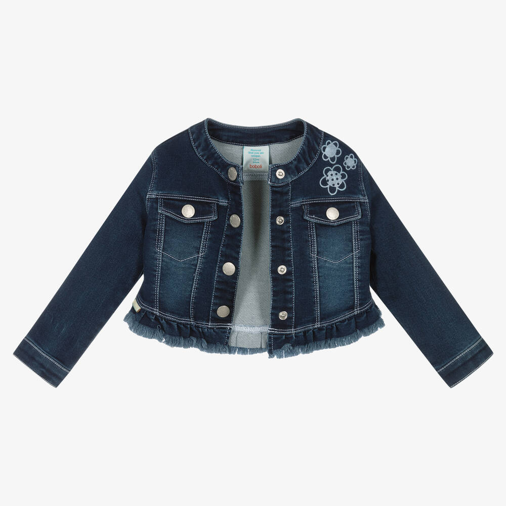 Boboli-Синяя хлопковая куртка с цветами | Childrensalon Outlet